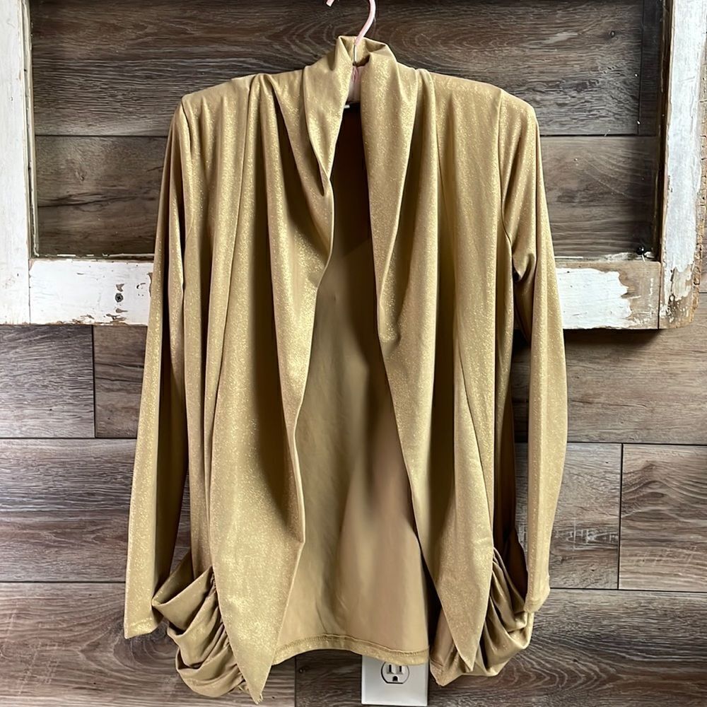Josephine Studio Gold Sparkly Cardigan Jacket, Size Petite Extra Small - Picture 3 of 8